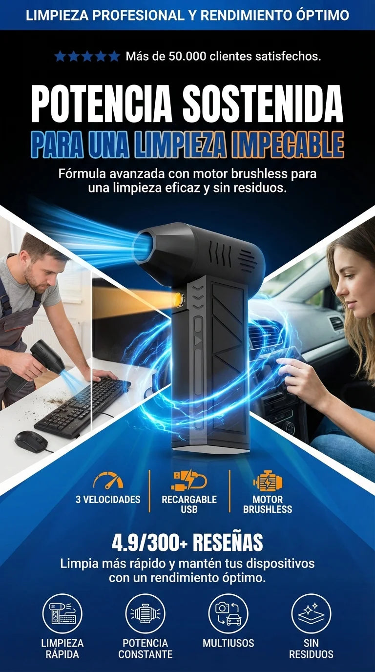 TurboClean Pro Soplador Recargable
